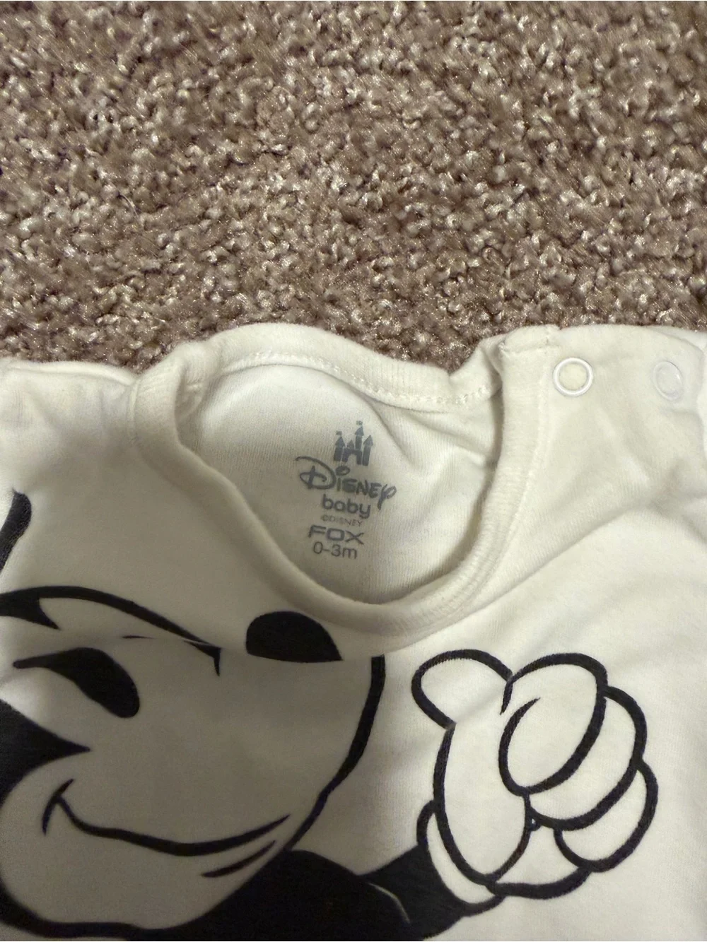 Mickey Mouse White Long-Sleeve Baby One-Piece